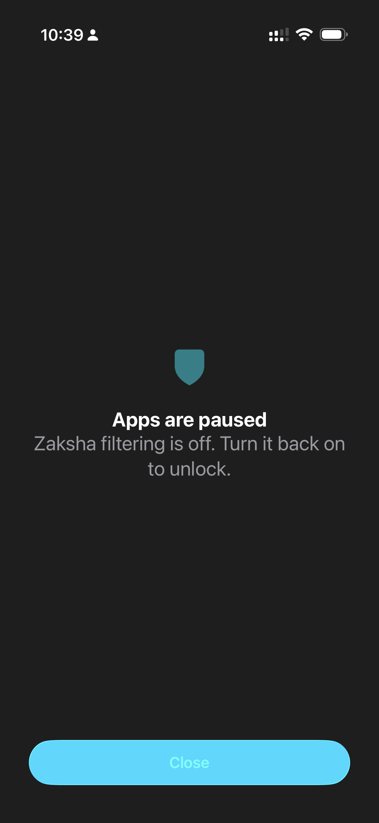 Apps are paused because filtering is off
